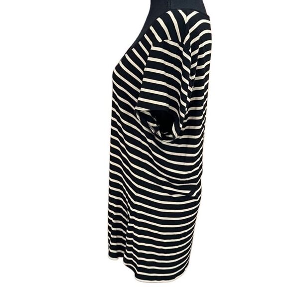 NWT MAX STUDIO black/tan striped scoop neck modal/spandex tee shirt , size XL. - Picture 3 of 6